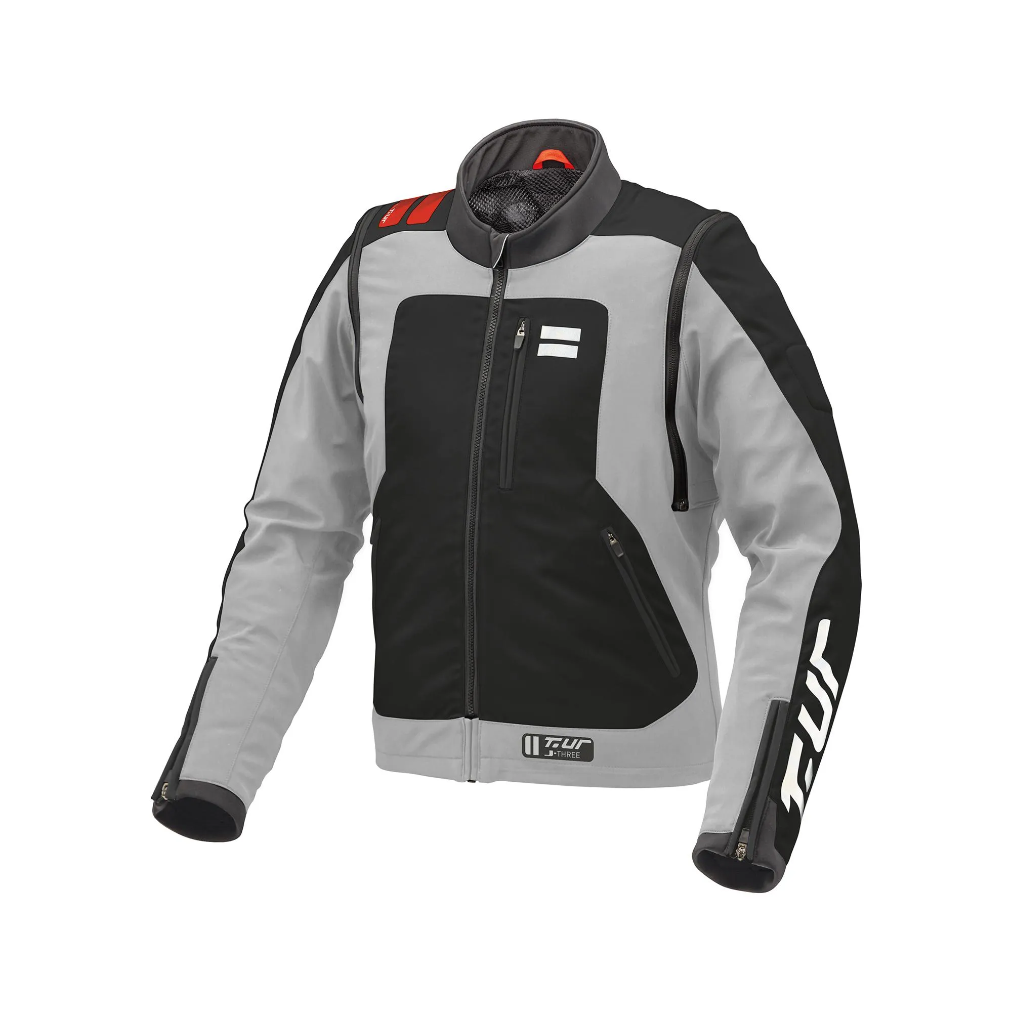 J-THREE ARM LINK Jacket Light Grey-Red - T.UR